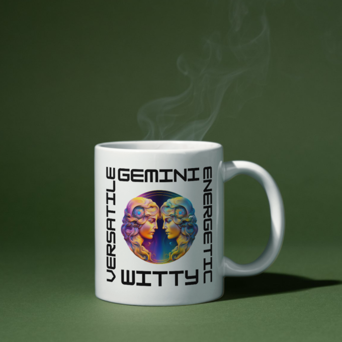 "Gemini Traits Mug with witty, dynamic design."