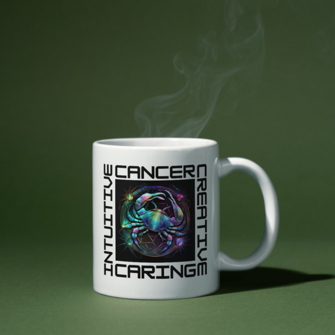 "Cancer Traits Mug with creative, soothing design."