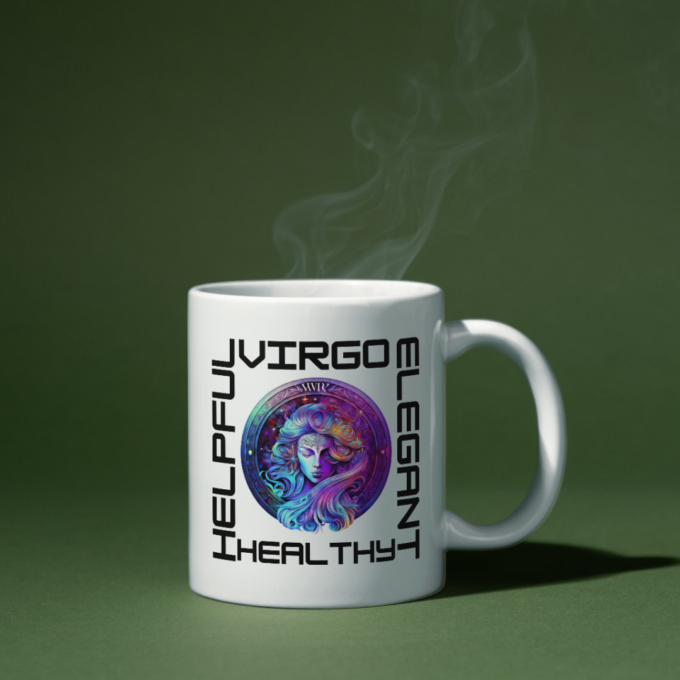 "Virgo Traits Mug with elegant, sleek design."