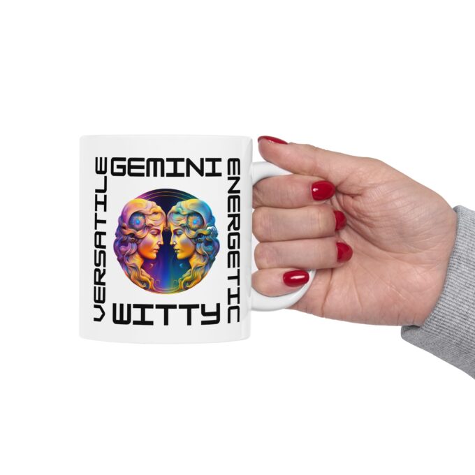 "Gemini Traits Mug with witty, dynamic design."