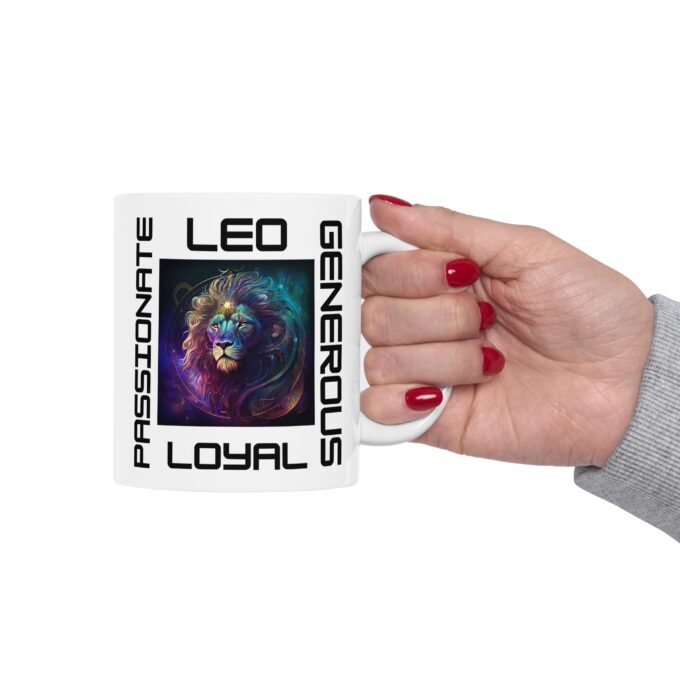 "Leo Traits Mug with bold, regal design."