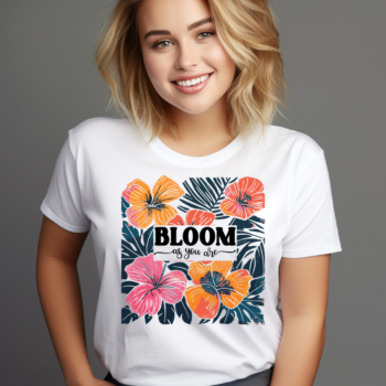 Bloom As You Are Boho Flower Graphic Tee with vibrant floral design