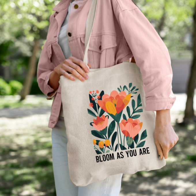 Bloom As You Are Boho Flower Tote Bag Style D - Image 5