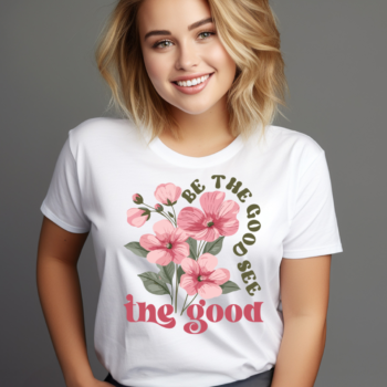 Seeing Good, Being Good Boho Flower Graphic Tee with soft floral design