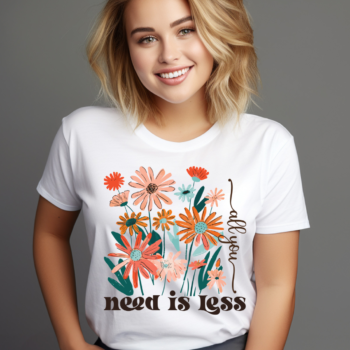 all you need is less Boho Flower Graphic Tee with soft floral design