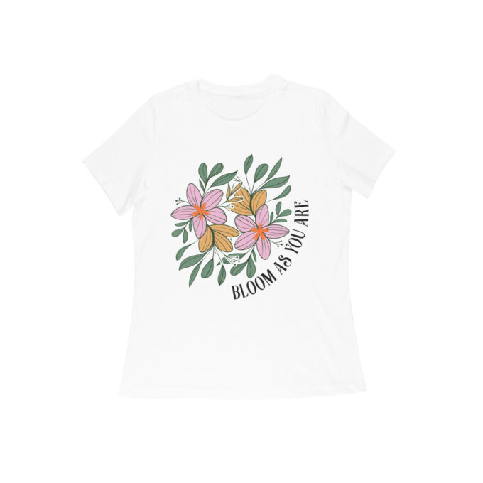 Bloom As You Are Boho Flower Graphic Tee with vibrant floral design