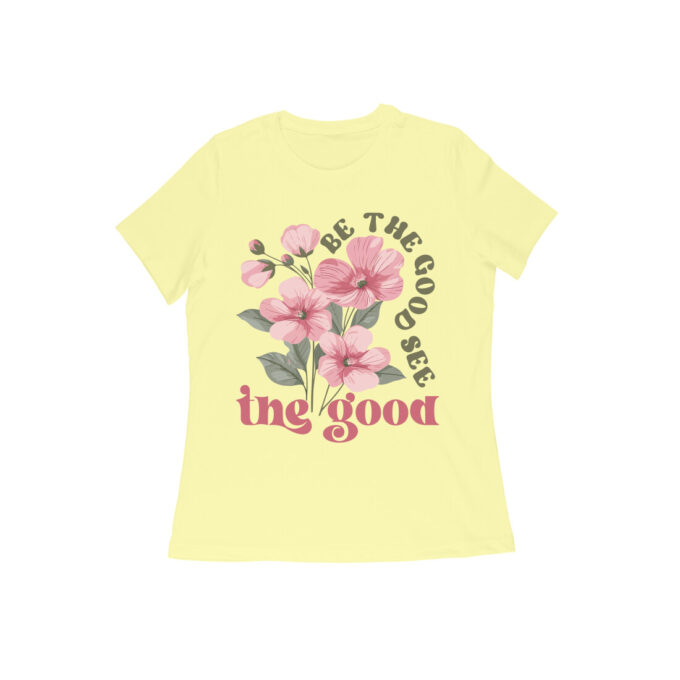 Be the Good See the Good Boho Flower Graphic Tee with colorful floral design