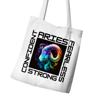 Aries tote bag with strong colors and a confident design.