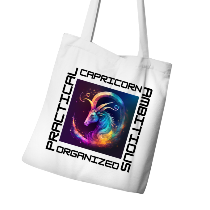 Capricorn tote bag with professional colors and a sleek design.