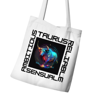 Taurus tote bag with earthy tones and a stable design.
