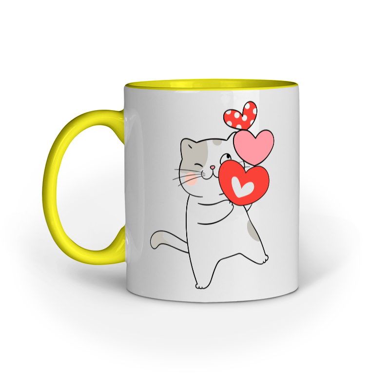 Cat Hugging Hearts Mug - Image 2