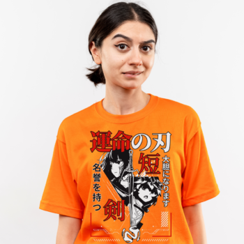 Katana warrior manga graphic on oversized unisex Japanese tee