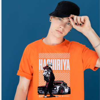 Hashiriya oversized t-shirt with anime street racer and JDM car