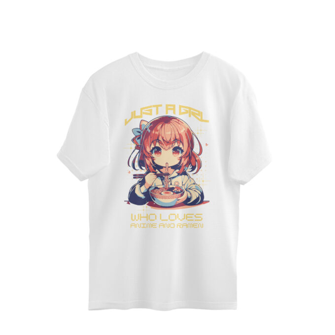 Oversized anime ramen t-shirt with cute anime girl
