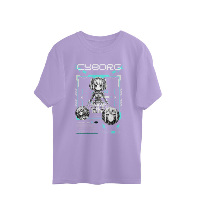 CYBORG 002 – Techcore Anime Girl Oversized Unisex T-Shirt - Image 2