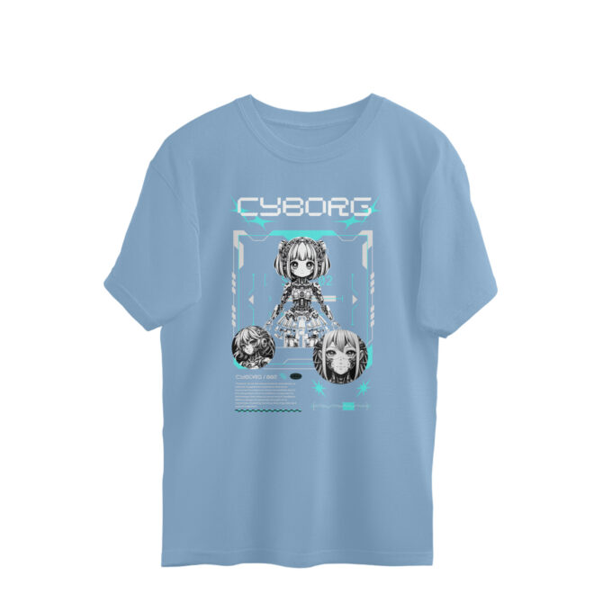 CYBORG 002 – Techcore Anime Girl Oversized Unisex T-Shirt - Image 4