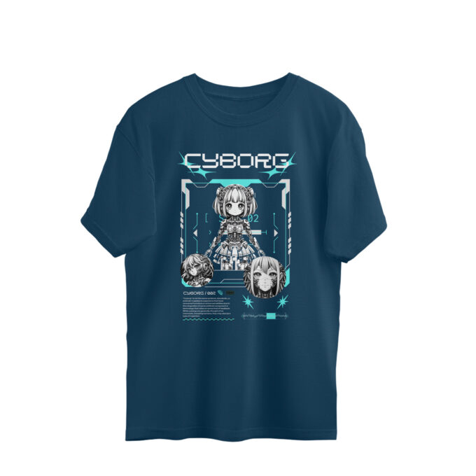 CYBORG 002 – Techcore Anime Girl Oversized Unisex T-Shirt - Image 5