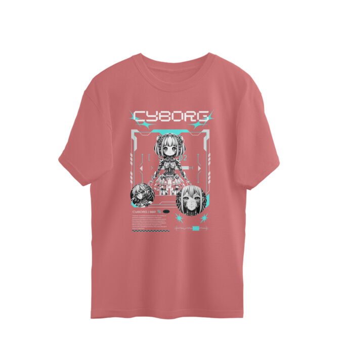 CYBORG 002 – Techcore Anime Girl Oversized Unisex T-Shirt - Image 6
