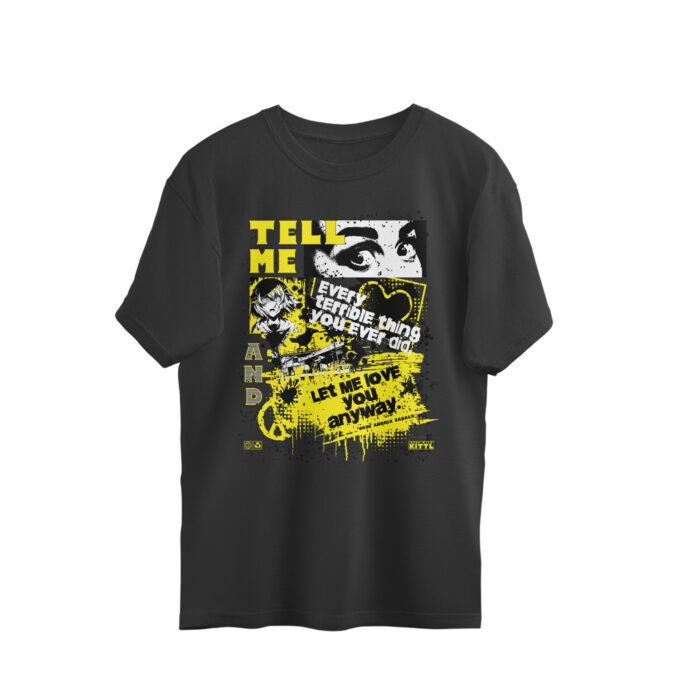 Tell Me – Oversized Unisex Graphic Tee - Image 3