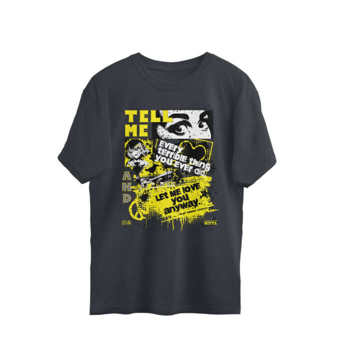 Tell Me – Oversized Unisex Graphic Tee - Image 11