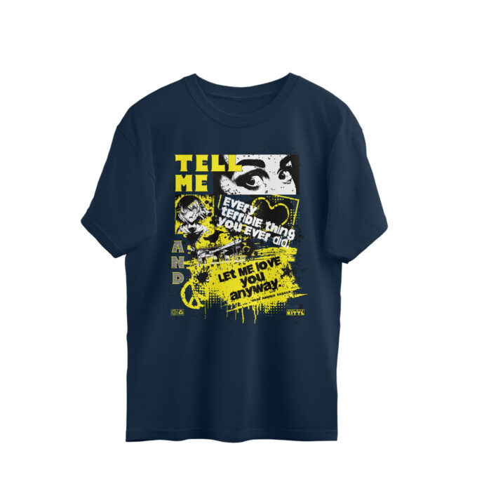 Tell Me – Oversized Unisex Graphic Tee - Image 10