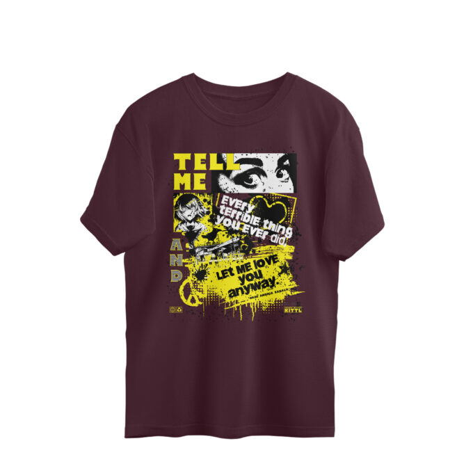 Tell Me – Oversized Unisex Graphic Tee - Image 9