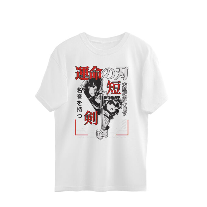 Blade of Fate – Oversized Unisex Katana Graphic Tee - Image 2