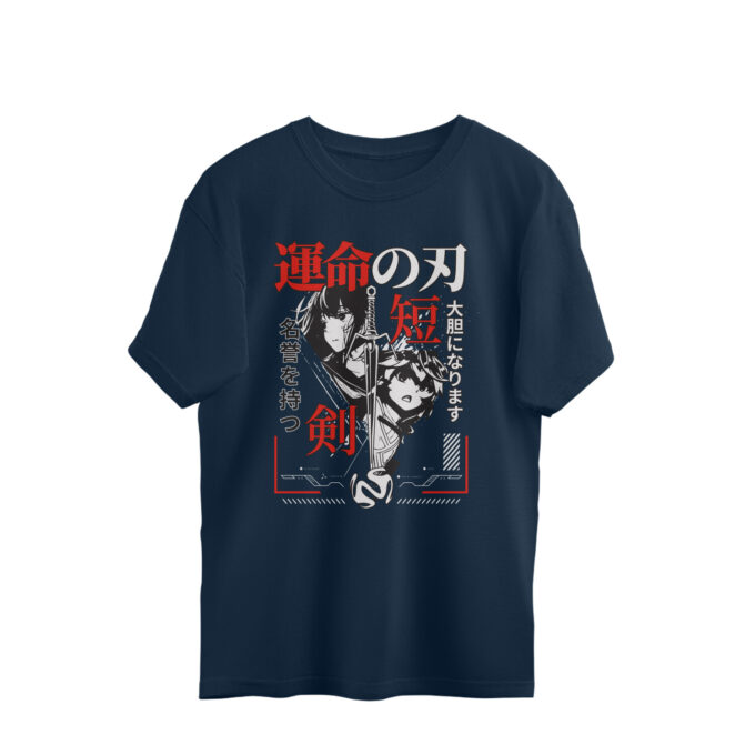 Blade of Fate – Oversized Unisex Katana Graphic Tee - Image 10