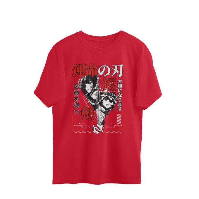 Blade of Fate – Oversized Unisex Katana Graphic Tee - Image 8